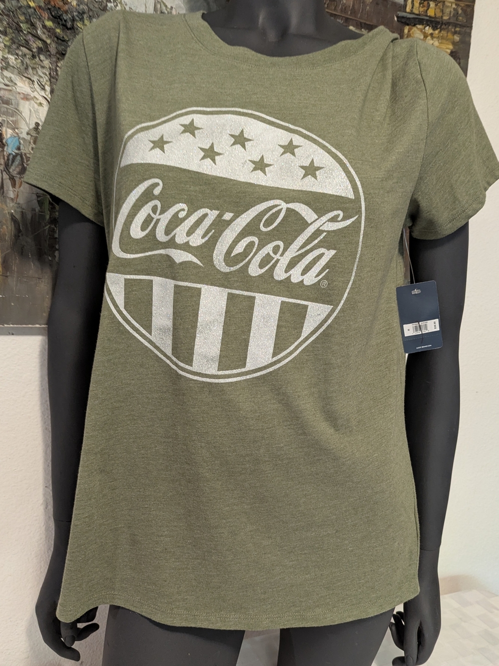 Coca Cola Women's Olive Green Logo Tee